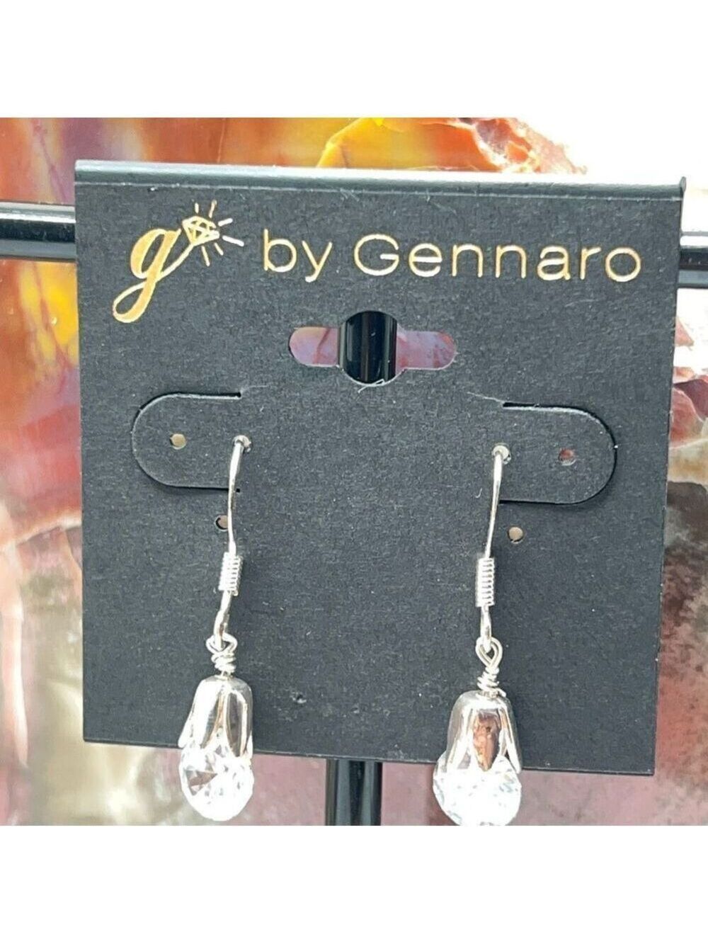 Silver Crystal Ball Drop G by Gennaro Earrings